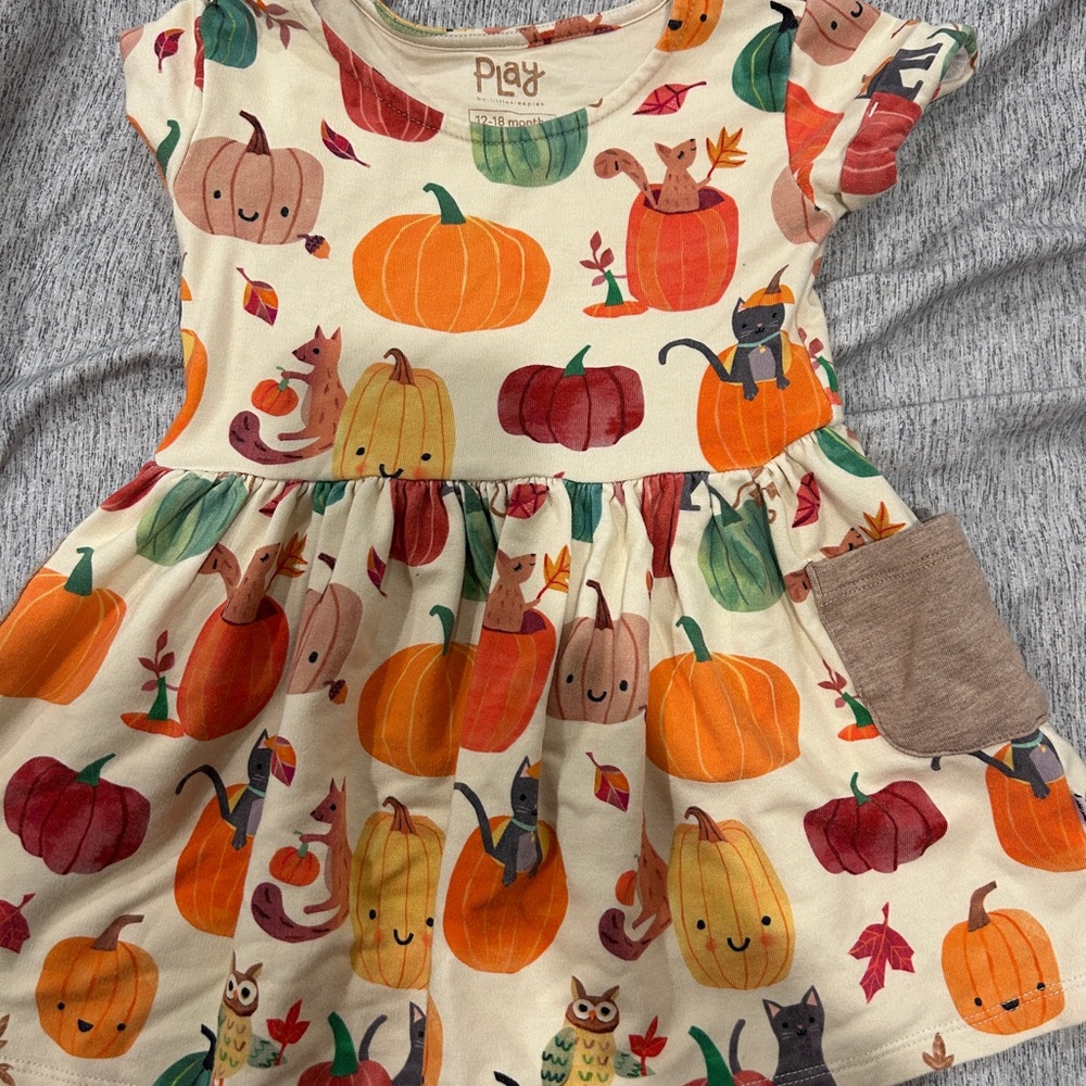Little Sleepies Play Pumpkin and Animal Print Kids Dress